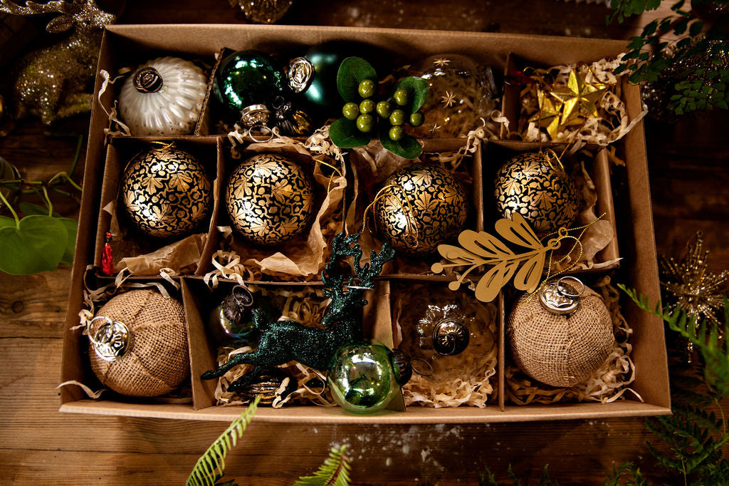 Green, Black and Gold Luxury Christmas Box set, 18pc